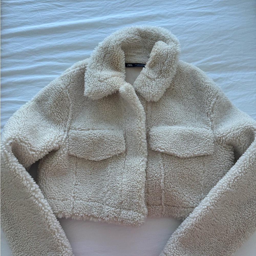 Zara Off-White Teddy Jacket